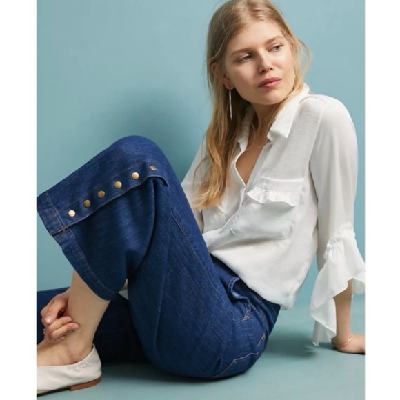 Anthropologie Denim - Anthropologie Pilcro and the Letterpress Wide Leg Crop Button Up Ankle Jeans 26